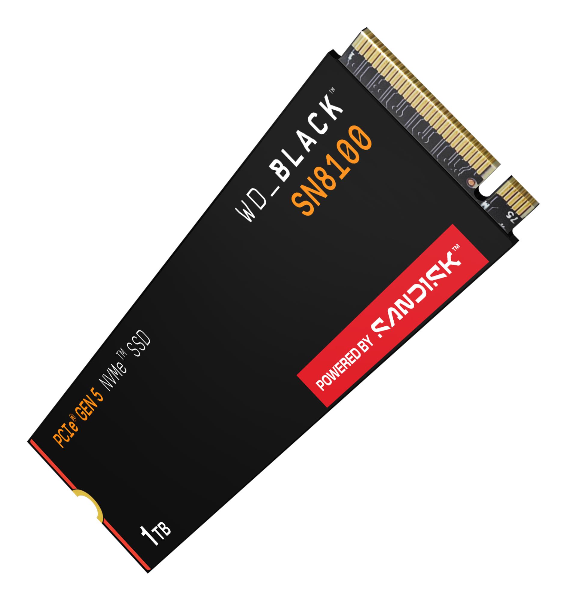 8d19d7f0-bcab-4e18-afd8-4bf4ec9880ff SSD WESTERN DIGITAL Black SN8100 1TB M.2 PCIe Gen5 NVMe 3D TLC Write speed 11000 MBytes/sec Read speed 14900 MBytes/sec WDS100T1X0M