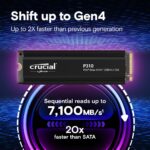 SSD CRUCIAL P310 1TB M.2 PCIe Gen4 NVMe 3D NAND Write speed 6000 MBytes/sec Read speed 7100 MBytes/sec TBW 220 TB CT1000P310SSD5