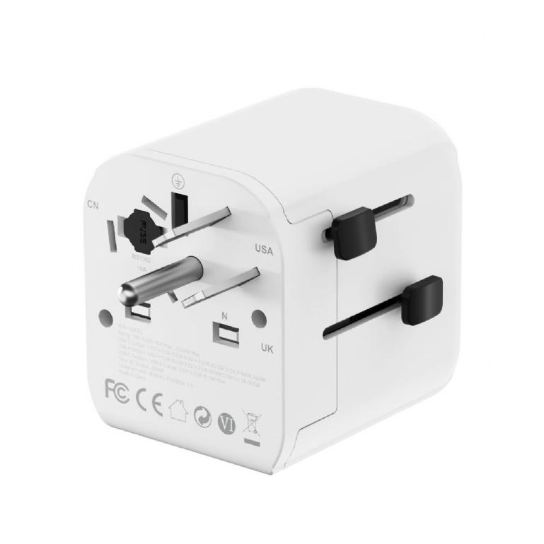 8dd3e8ae-31ef-42e2-8000-3b088c2c2ebc Gembird TPA-EU1A1C20-01-W Grounded universal travel power adapter, 20 W, white | Gembird