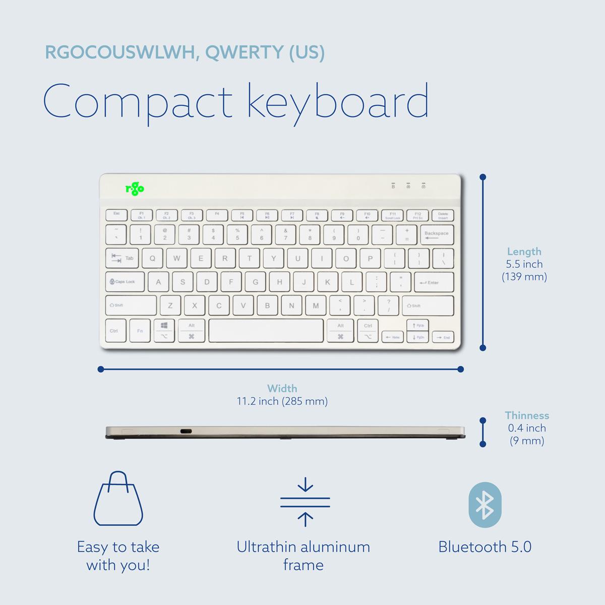 9039b561-8292-4c86-8c6d-d78150ceb1b4 KEYBOARD WRL COMPACT BREAK/WHITE RGOCOUSWLWH R-GO TOOLS