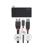 Dokstotėlė su USB-C ir HDMI jungtimis, matoma iš šono