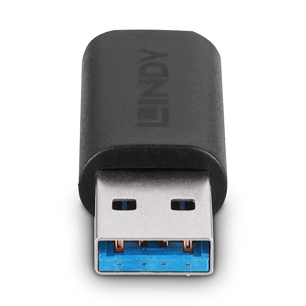 932dc15b-1bc7-4b68-a0c9-da54cd24195c Adapteris USB3.2 Type C/A Lindy, matomas iš šono su jungtimis