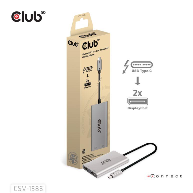94bbed20-780d-44e1-8bf3-d514428fcec5-2 Thunderbolt 3 į DisplayPort adapteris, Club 3D CSV-1586, 4K60Hz