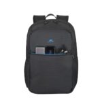 Kuprinė Rivacase Regent 17.3" juoda, šoninis vaizdas su užtrauktuku