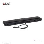 Doko jungčių išdėstymas, rodomas iš viršaus, su USB-C ir HDMI jungtimis