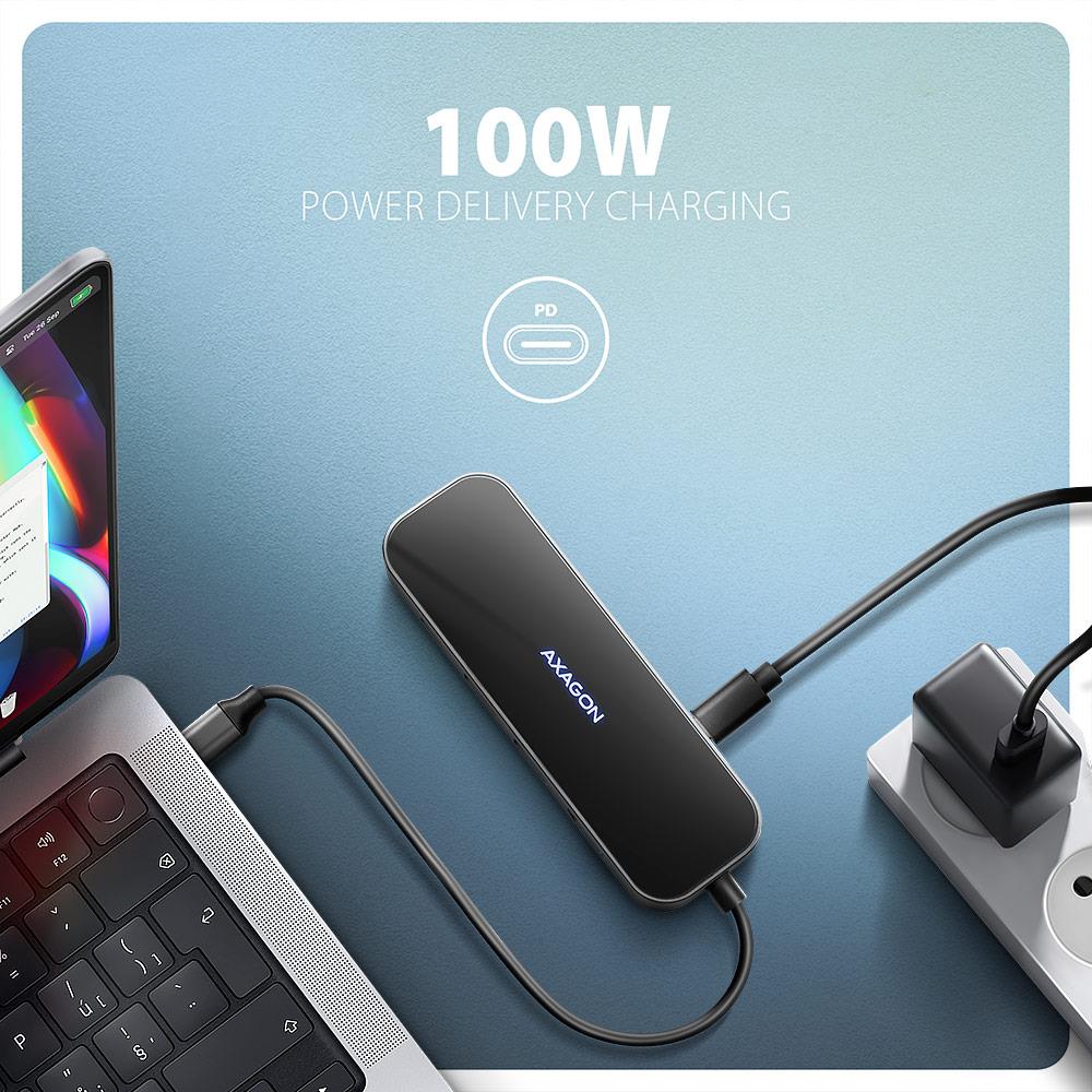9787744b-b76c-4201-bb4d-bffde994ad21 I/O HUB USB-C 6IN1/GLASS 0.2M HMC-6GLN AXAGON