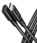 USB-C prailginimo laidas 0.5m, 20Gbps greitis, juodas