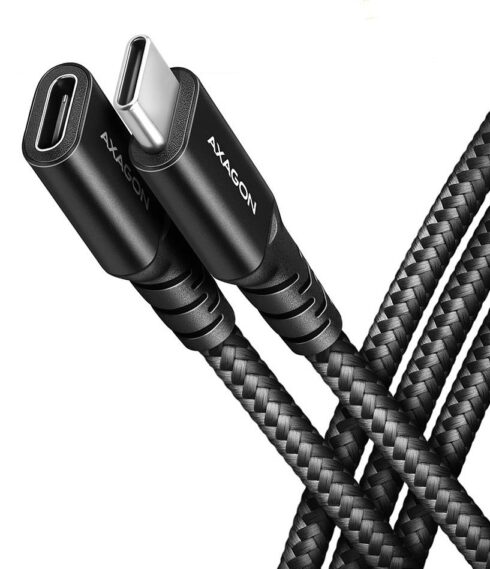 USB-C prailginimo laidas 0.5m, 20Gbps greitis, juodas