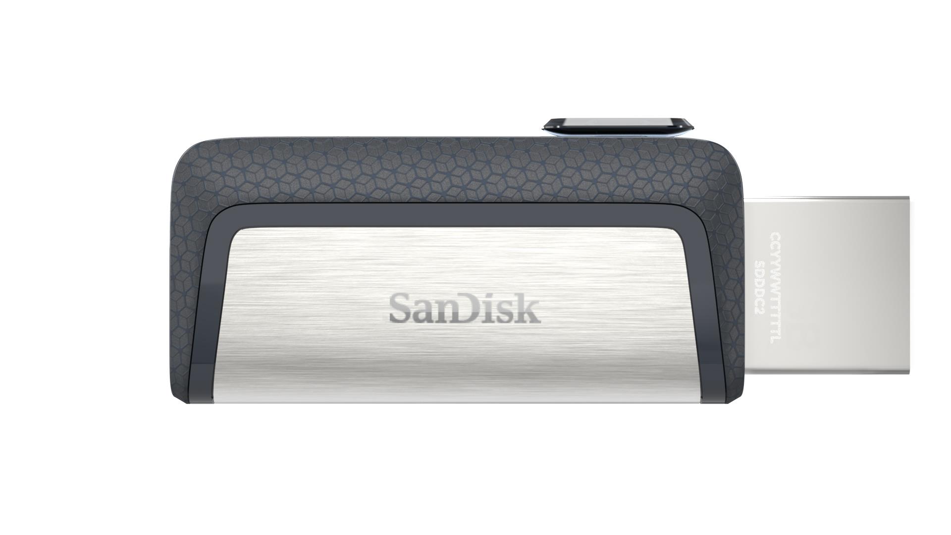 9914da9f-ccc5-4a22-a609-b89887fbd509 USB-C atmintukas SanDisk 128GB, šoninis vaizdas su slidžiu korpusu
