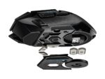 Pelė Logitech G502 su šoniniu vaizdu, rodančiu mygtukų išdėstymą