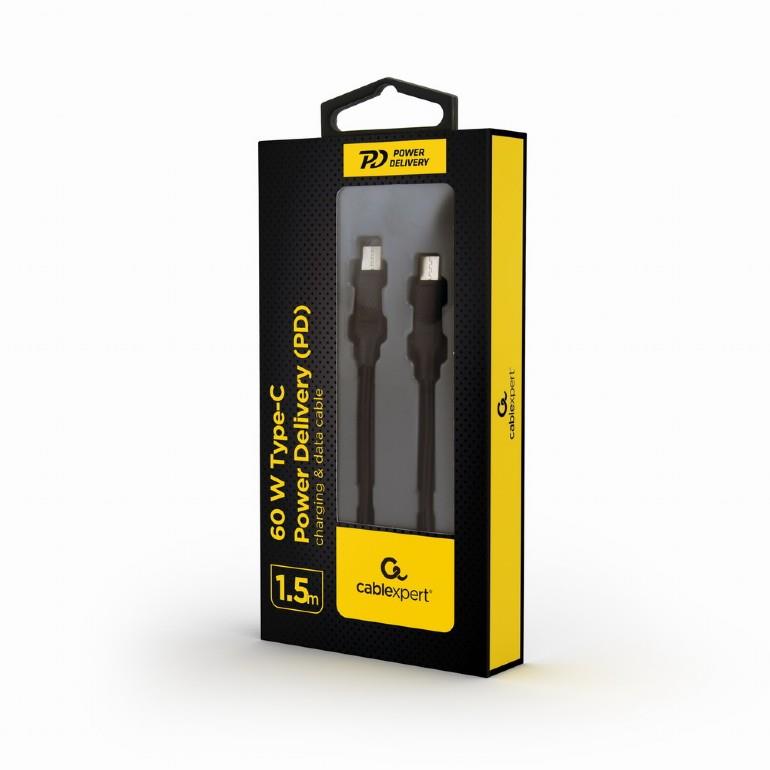 9b6b8d3d-f196-4815-9df3-003d6f30a6b3 USB-C PD laidas 1.5 m, 60 W įkrovimui ir duomenų perdavimui
