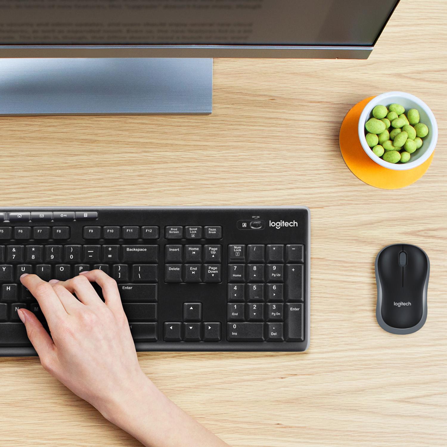 9bab0c2a-b420-43d0-9cb7-0783ab96640e Klaviatūros MK270 su QWERTY išdėstymu, matomas iš šono