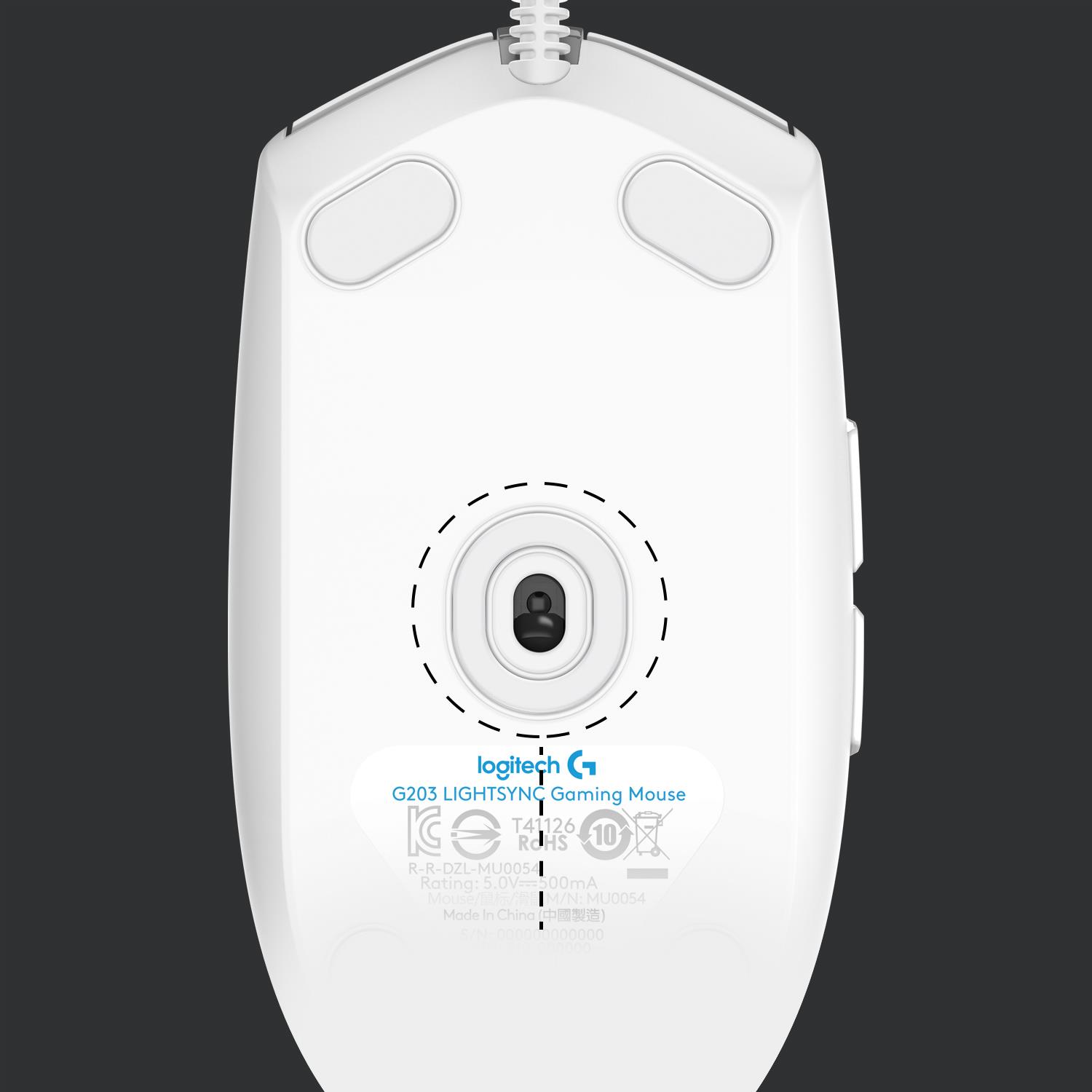 9bd8e517-e2c5-4586-81b4-208b98ea8825 MOUSE USB OPTICAL G203/WHITE 910-005797 LOGITECH