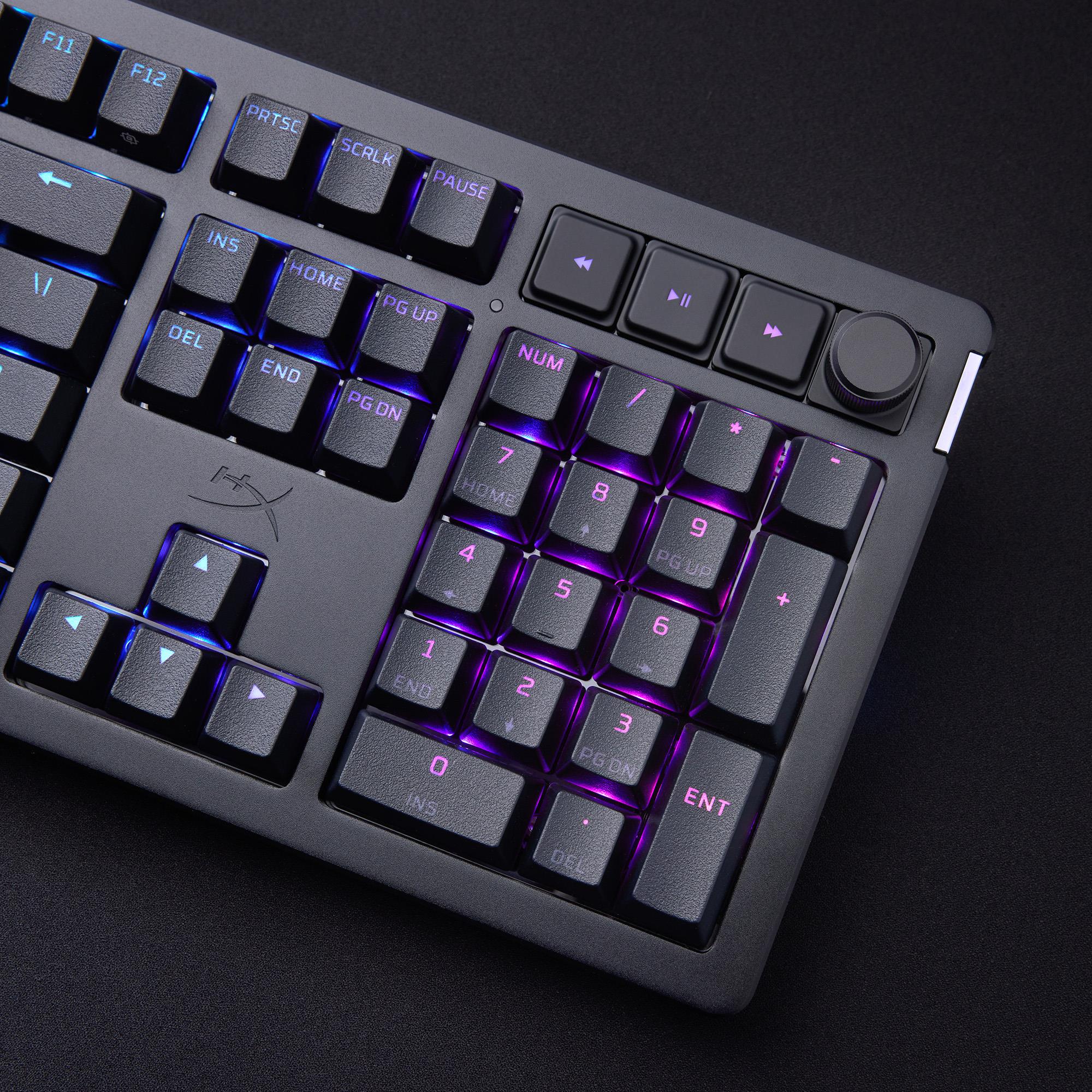 9c448246-3c05-493b-bd9e-d76e8265d151 Klaviatūra HyperX Alloy Rise juoda, matoma iš šono