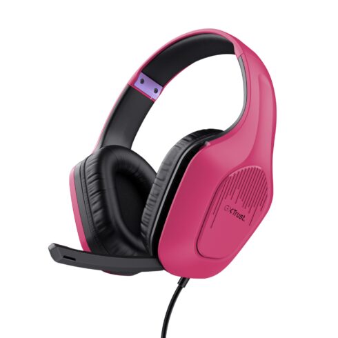 Ausinės Trust GXT415P Zirox, rožinės spalvos, lengvas dizainas