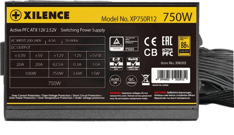 9fd9e04f-2aad-4d2b-b47f-92b82203a351 Power Supply XILENCE 750 Watts Efficiency 80 PLUS GOLD PFC Active XN335