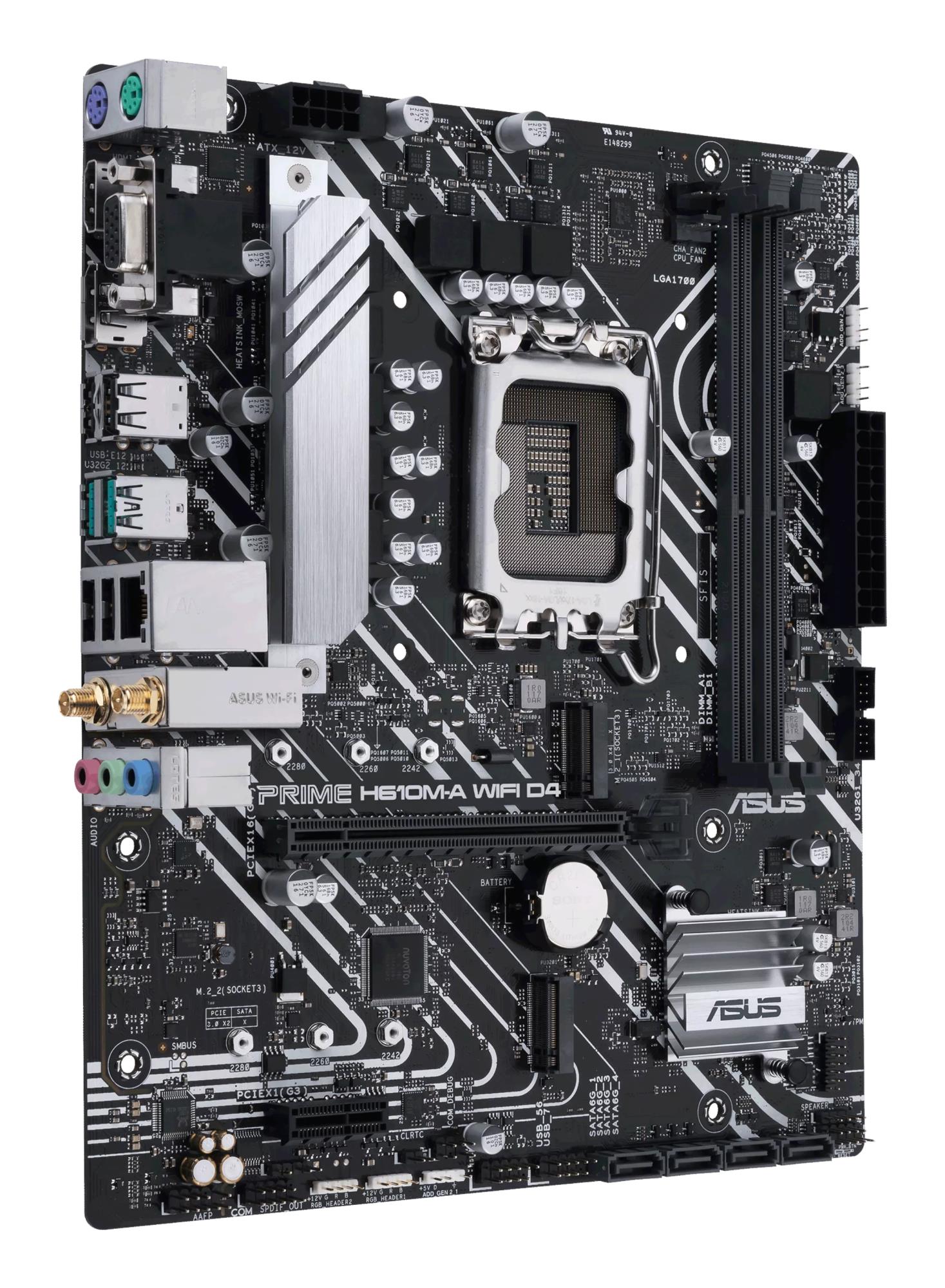a0797b45-7347-43a7-a24b-5bef73b0436d Mainboard ASUS Intel H610 LGA1700 Micro-ATX Memory DDR4 Memory slots 2 1xPCI-Express 3.0 1x 1xPCI-Express 4.0 16x 2xM.2 1x15pin D-sub 1xHDMI 1xDisplayPort 2xAudio-In 1xAudio-Out 4xUSB 2.0 2xUSB 3.2 2xPS/2 1xRJ45 2xRF-Out H610M-AWIFID4