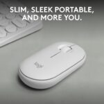 Pelė Logitech M350S, baltos spalvos, iš šono