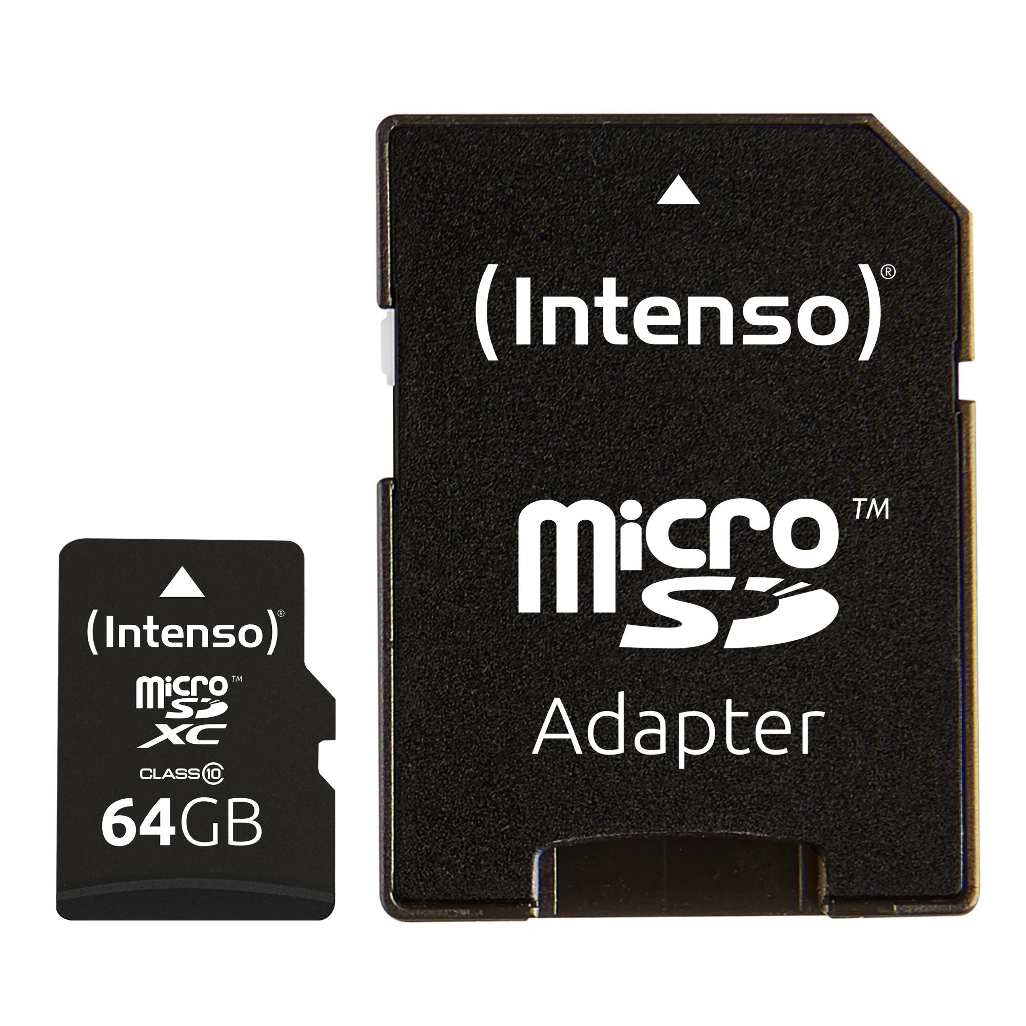 a2f8c356-685f-4579-98ce-7380a006a3e5 Intenso 64GB micro SDXC kortelė su C10 greičio klase ir adapteriu