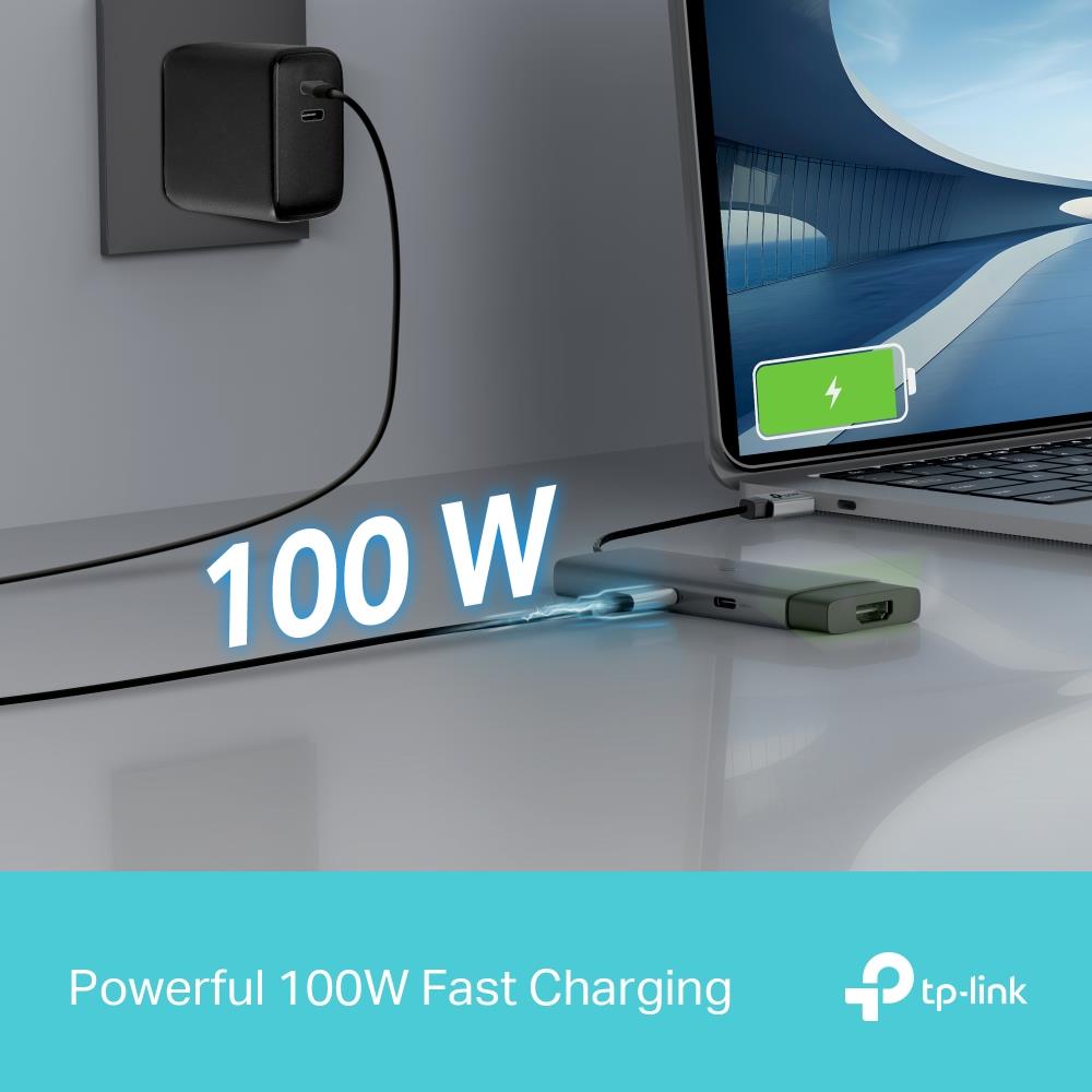 a37c803e-3ff3-4c4d-848e-503854ba7b27 I/O HUB USB-C 5PORT/UH5020C TP-LINK, iš arti, rodo jungčių išdėstymą