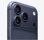 iPhone 17 Pro 256GB mėlynas, šoninis vaizdas su mygtukais ir kamera