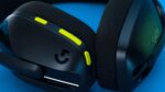 Ausinės Logitech G435, šoninis vaizdas su geltonais akcentais