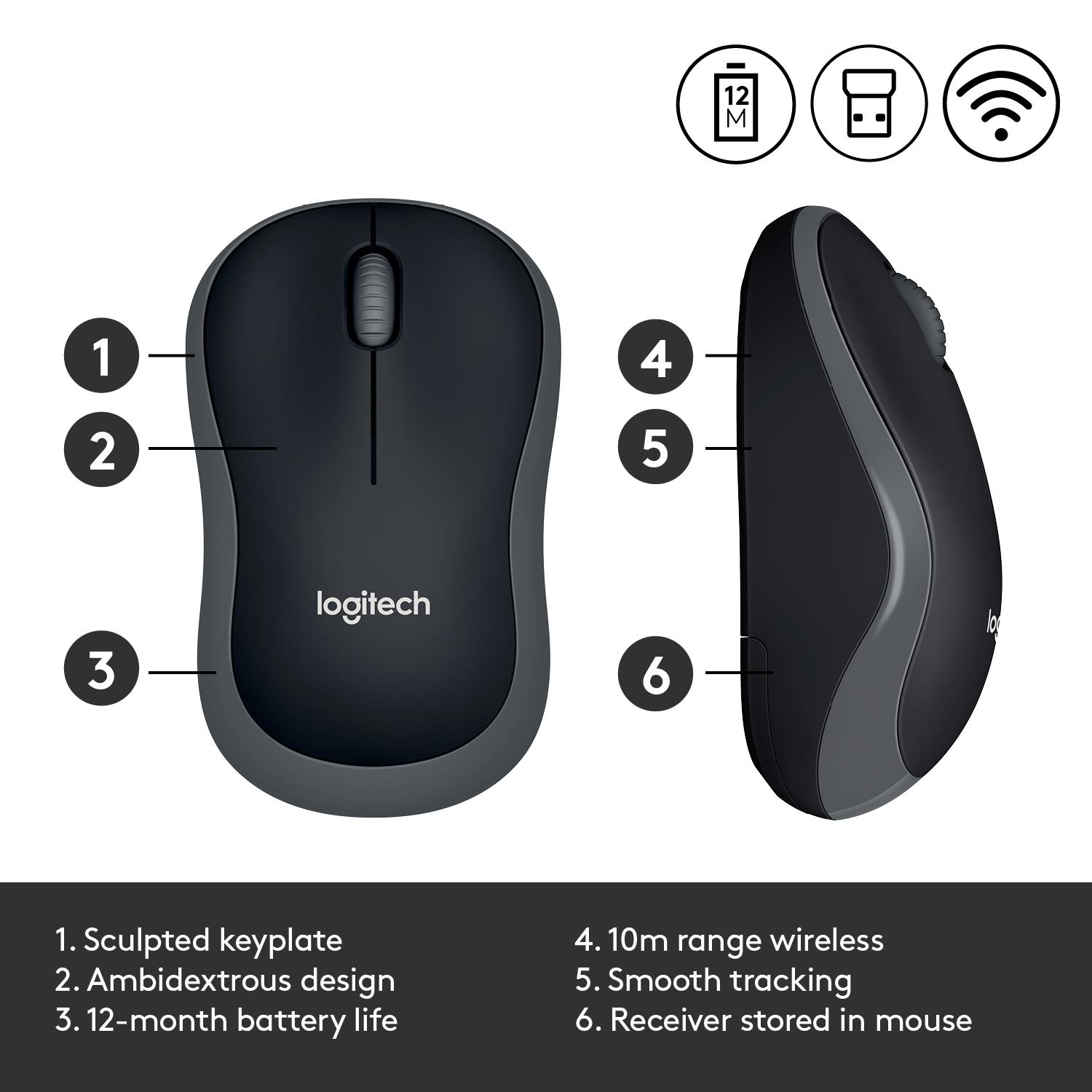 a4b78e8e-552a-487d-bf50-88f11816a74a MOUSE USB OPTICAL WRL M185/GREY 910-002238 LOGITECH