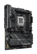 ASUS ROG STRIX X870E-H motininė plokštė, viršutinis kampas, aiškiai matomi jungčių lizdai