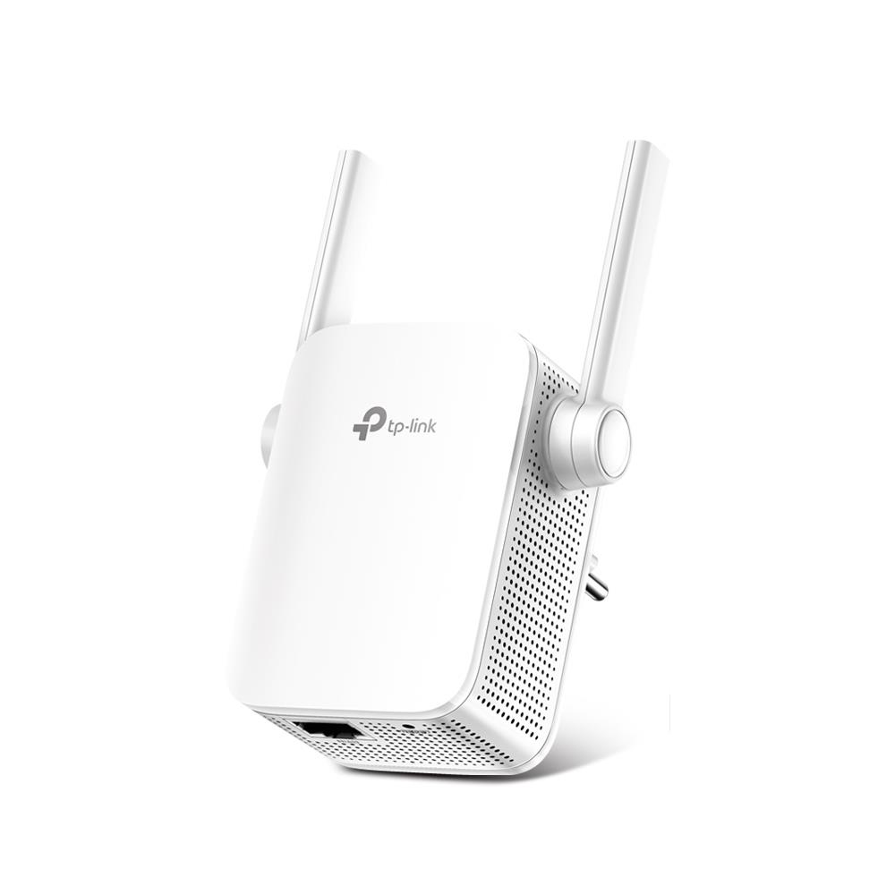 a5f7e2bb-a4d8-456e-b3ba-0718819cb122 WRL RANGE EXTENDER TP-LINK RE205, šoninis vaizdas su prijungimo prievadais