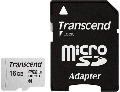 Transcend 16GB micro SDHC kortelė su adapteriu, C10 greičio klasė