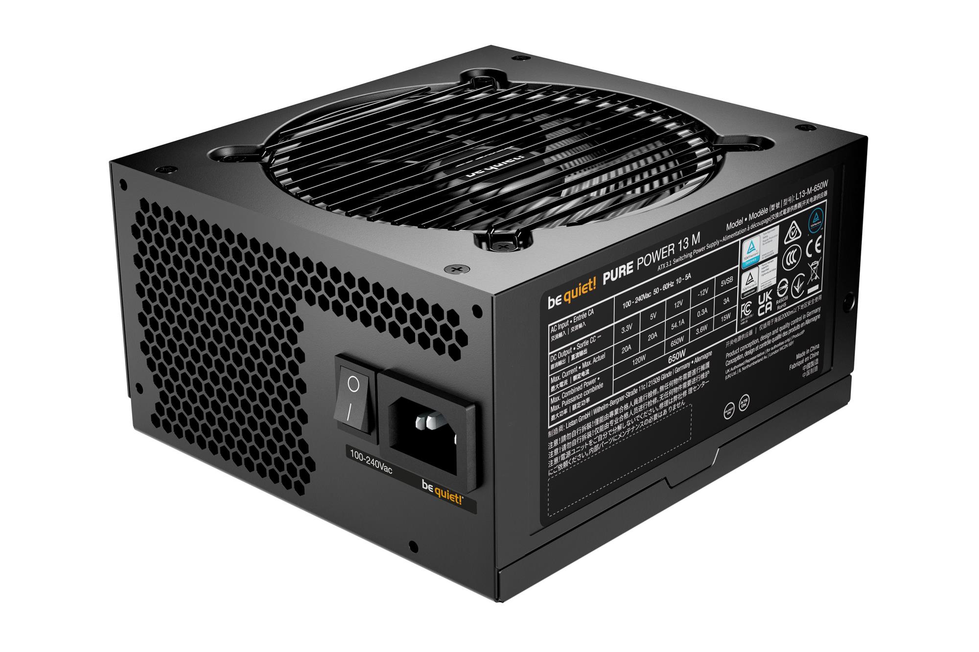 a8d1afab-77eb-48e4-8abc-054783db386c Power Supply BE QUIET Pure Power 13m 650 Watts Efficiency 80 PLUS GOLD PFC Active MTBF 100000 hours BP025EU