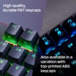 Klaviatūra HyperX Alloy Origins Core, šoninis vaizdas, matomi mechaniniai jungikliai