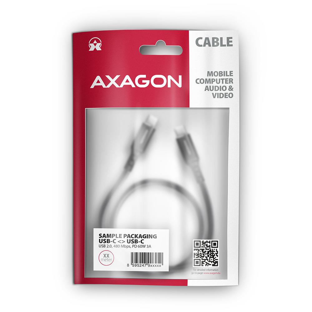 aab60551-5999-4534-b723-73b6a5e34b19 CABLE USB-C TO USB-C 3M 60W/HQ BLACK BUCM-CM30AB AXAGON