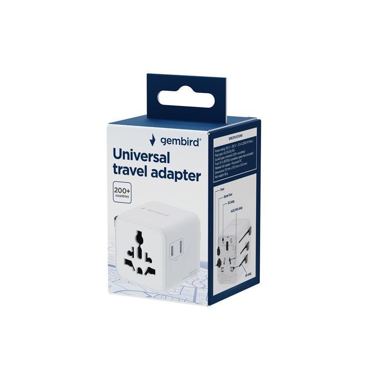 ab9b3ff7-2752-463b-ab74-ea33d8647b20 Gembird TPA-INT-01-W Universal travel power adapter, white | Gembird