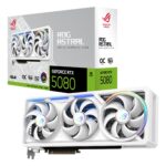 Vaizdo plokštė ASUS NVIDIA GeForce RTX 5080, šoninis vaizdas su ventiliatoriais
