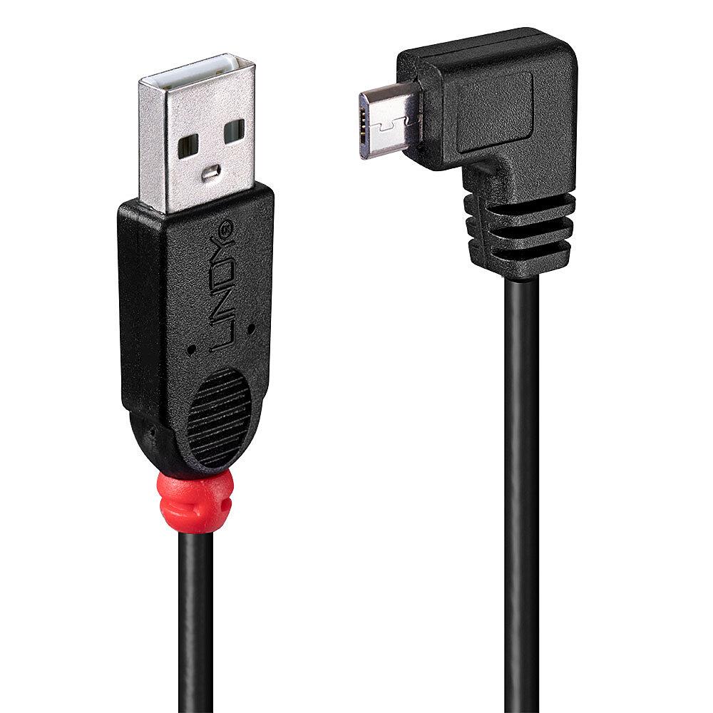 af27f2d3-165f-4bf3-bf61-5661d76d4a5d USB 2.0 A į Micro-B laidas, 1m ilgio, 90 laipsnių kampu