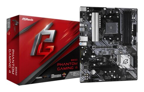 ASROCK B550 Phantom Gaming 4 su AMD B550 ir 4 DDR4 atminties lizdais