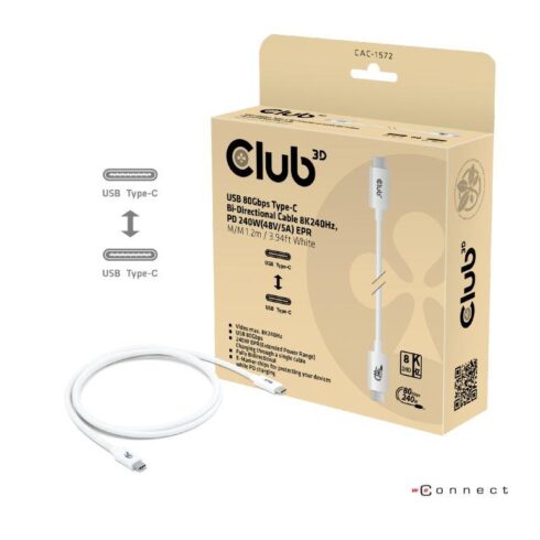 USB-C į USB-C laidas 1.2m, 80Gbps sertifikuotas