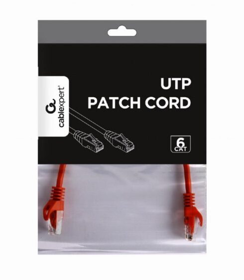 UTP Cat6 patch kabelis, 0.25 m, raudonas