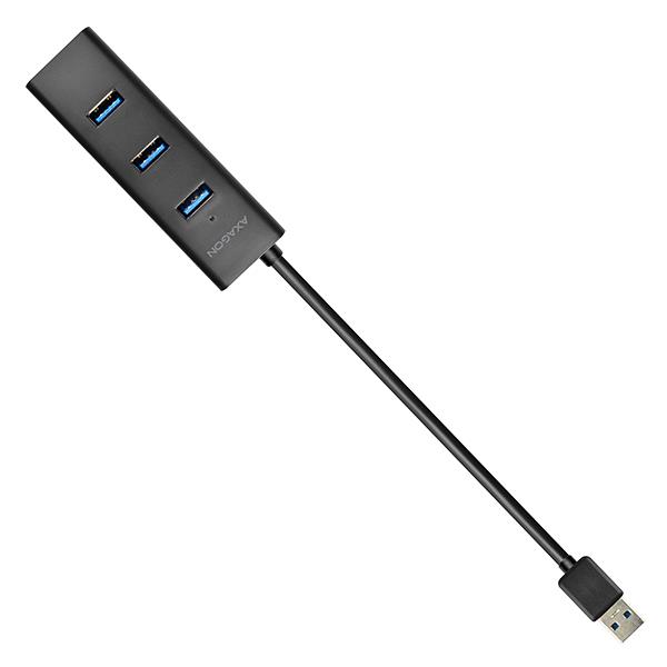 b4688e8e-c01b-41a2-9c43-344c958b39bc USB 3.0 hub'as AXAGON HUE-S2B, matomas iš šono su prijungtais įrenginiais