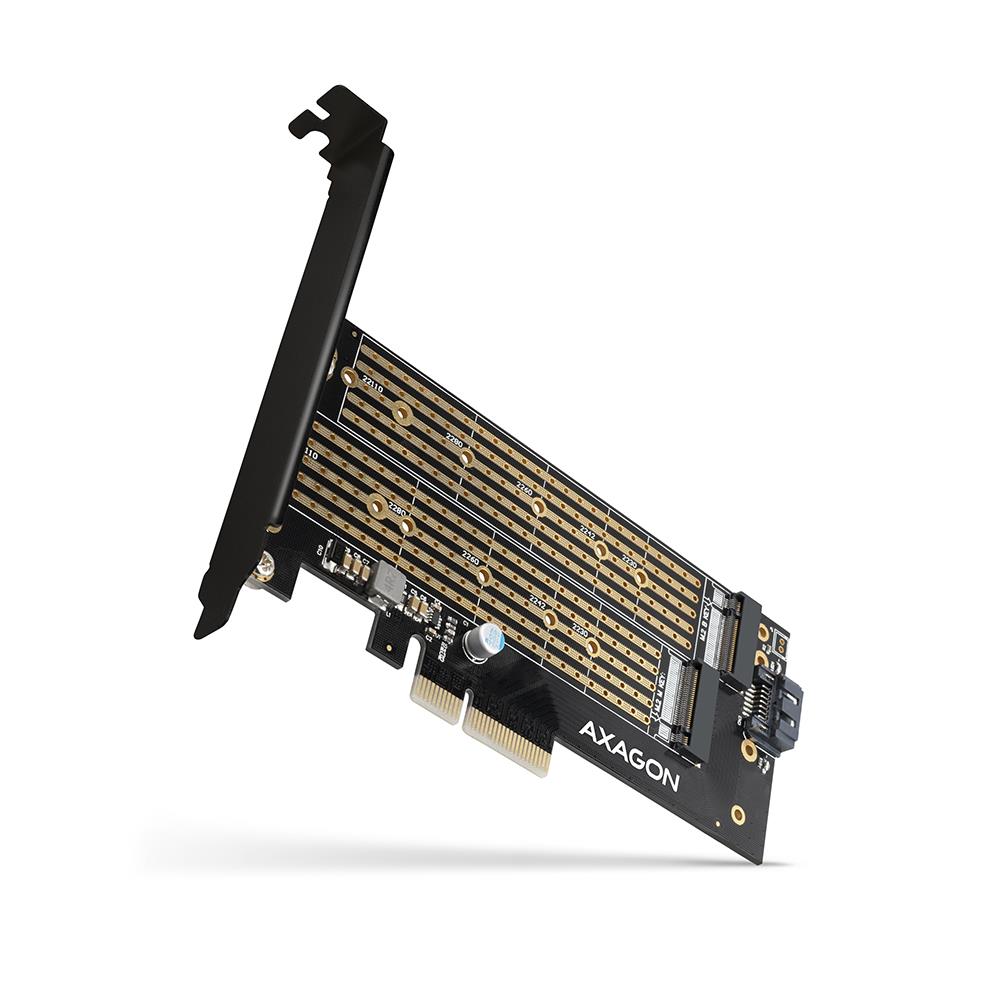 b47c1aaf-89e0-473c-ad80-6cf7eef093b3 AXAGON PCEM2-D PCIe NVMe/SATA M.2 adapter, 1x NVMe M-key + 1x SATA B-key
