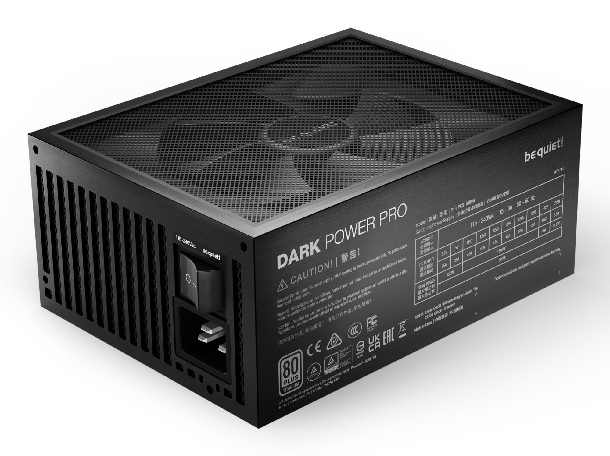 b512300e-1973-4295-9bfc-495ceb2640bc Power Supply BE QUIET 1600 Watts Peak Power 1700 Watts Efficiency 80 PLUS TITANIUM PFC Active MTBF 100000 hours BN332
