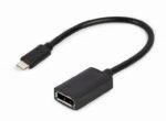 Adapteris USB-C į DisplayPort, 15 cm ilgio, juodas