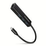 USB-C 4 prievadų hubas AXAGON HMC-GL3A su Gigabit tinklo kortele