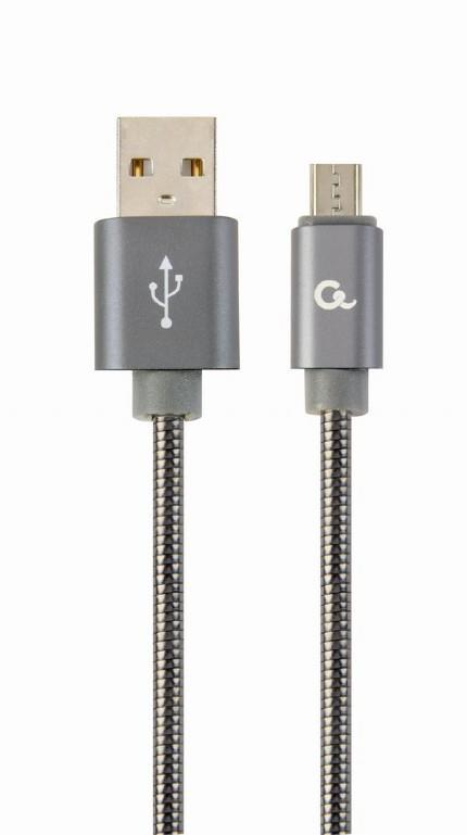 ba50becd-0e03-4fae-9388-494336a1a8f2 USB2 iki Micro-USB laidas 2 m, metalinis pilkas