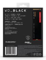 SSD WESTERN DIGITAL Black SN850X 2TB M.2 PCIE NVMe Write speed 6600 MBytes/sec Read speed 7300 MBytes/sec 2.38mm TBW 1200 TB WDS200T2X0E