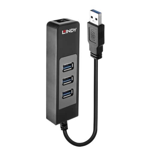 USB 3.0 hub su 3 prievadais ir Gigabit Ethernet adapteriu