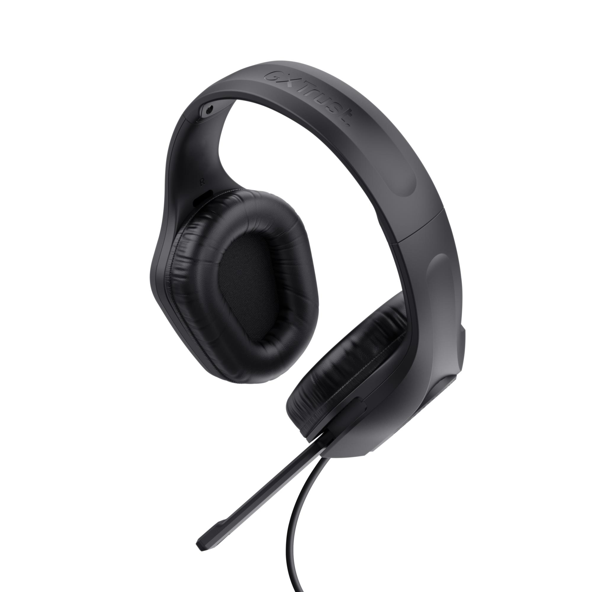 bca7b5e2-b8b9-49b0-901c-fea7e0c214b7 Ausinės GXT415 ZIROX juodos spalvos, matomos iš šono su mikrofonu