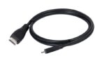 Kabelis Micro HDMI į HDMI, matomas iš šono, rodo jungtis ir ilgį