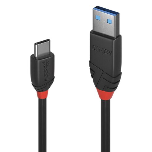 USB 3.2 A-C laidas 0.5m, 10Gbps, juodas